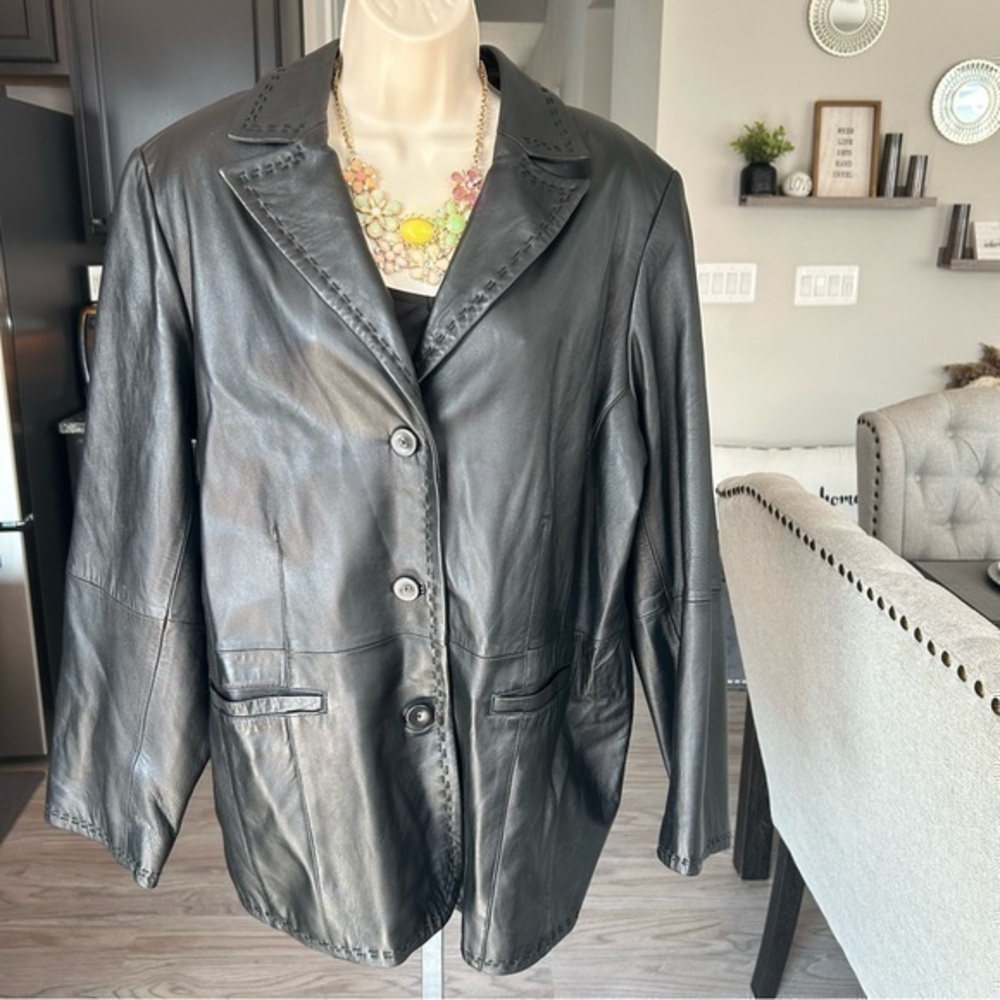 ✨Avenue leather connection Black leather jacket coat 🧥 18/20 plus size